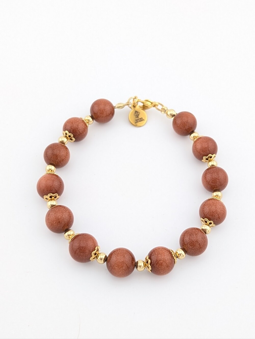Goldstone Gold Accent Bracelet - Artisan Gemstone Jewelry - D065